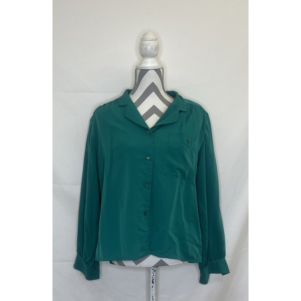Country Sophisticates By Pendleton Green Blouse Button Up Woman’s Sz 18 Charity